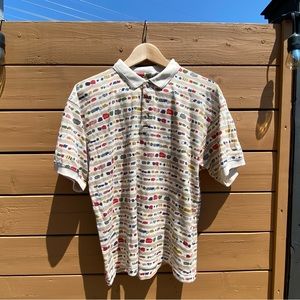 Beige Polo Shirt with Abstract print MEN US S